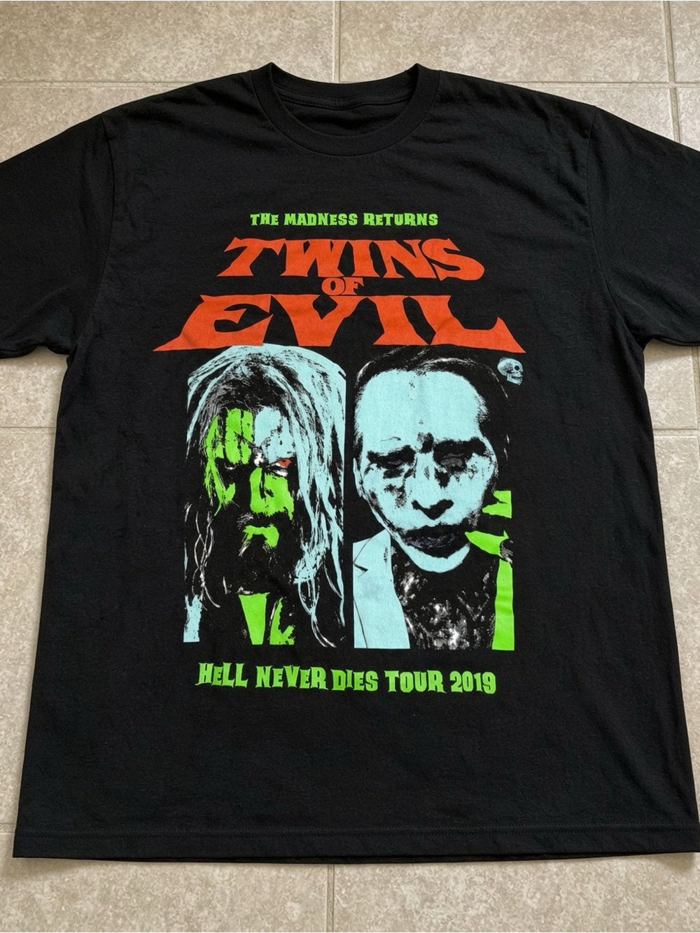 Twins of Evil Hell Never Dies Tour 2019 Rob Zombie Marilyn Manson T-shirt